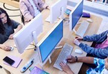 Setor de serviços reduz perdas, mas continua com desempenho negativo no estado Pessoas trabalhando no computador