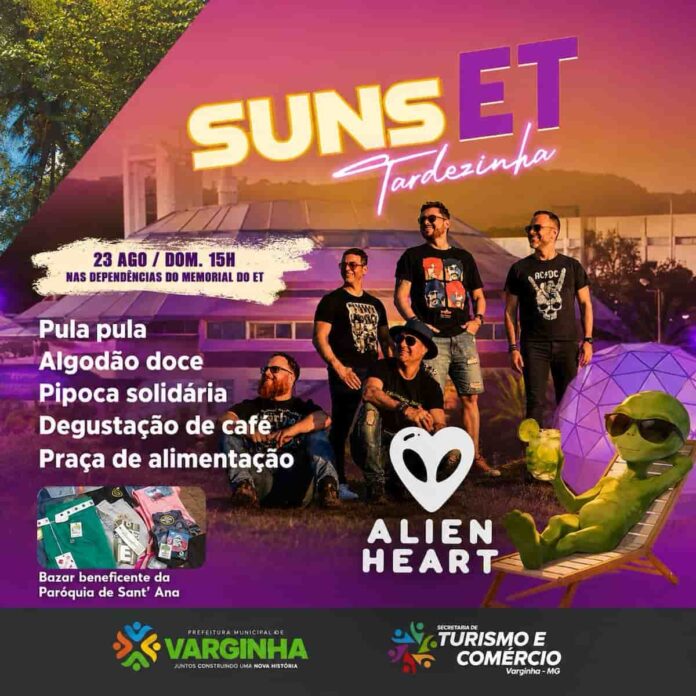 alient-heart-tardezinha-et-varginha Banda Alien Heart se apresenta neste domingo (23) na Tardezinha do ET, em Varginha. Evento gratuito terá música, gastronomia e ações beneficentes.