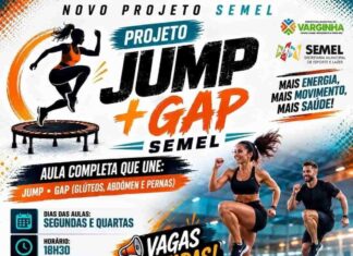 SEMEL lança aulas gratuitas de Jump + GAP em Varginha com vagas limitadas SEMEL lança o Projeto Jump + GAP em Varginha, com aulas às segundas e quartas, às 18h30, no Centro Esportivo Varginhense.