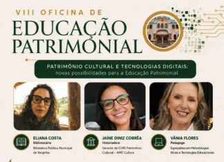 Oficina de Educação Patrimonial em Varginha abre inscrições para formação gratuita online VIII Oficina de Educação Patrimonial abre inscrições em Varginha. Formação gratuita será realizada online no dia 17 de agosto com foco em patrimônio cultural e tecnologias digitais.