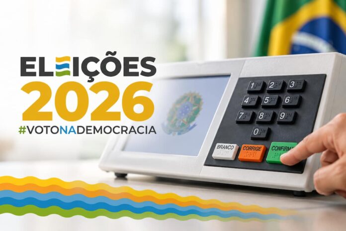 guia-elleiçoes-2026 Eleições 2026 em Varginha com urna eletrônica e identidade visual oficial da votação